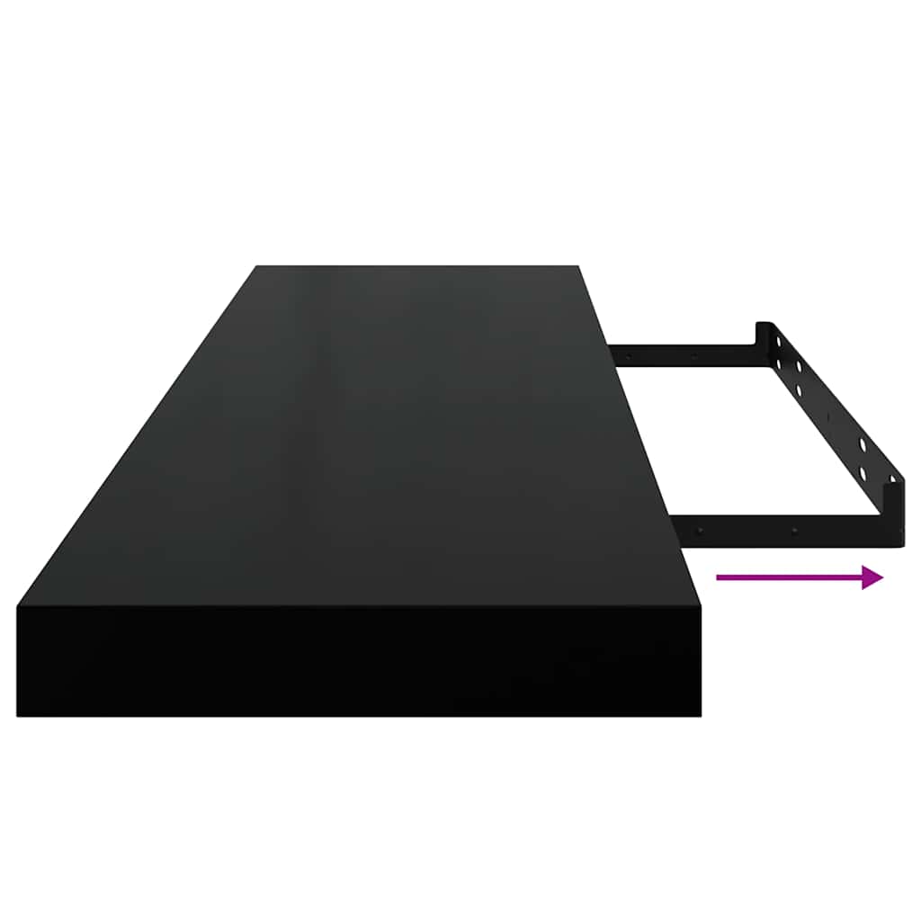 Schweberegale 2 Stk. Schwarz 90x23,5x3,8 cm MDF