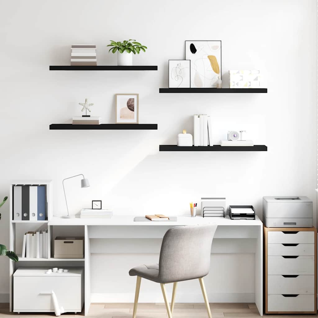 Schweberegale 4 Stk. Schwarz 90x23,5x3,8 cm MDF