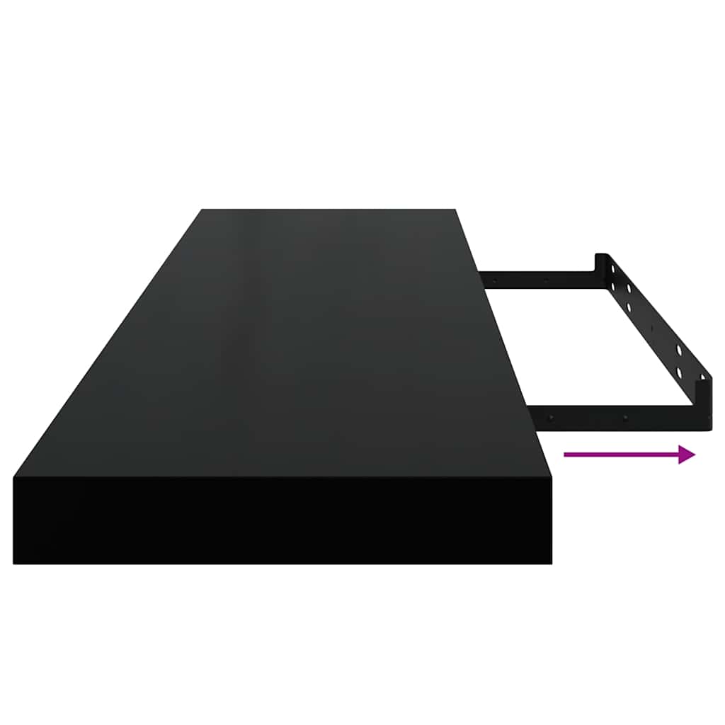 Schweberegale 4 Stk. Schwarz 90x23,5x3,8 cm MDF