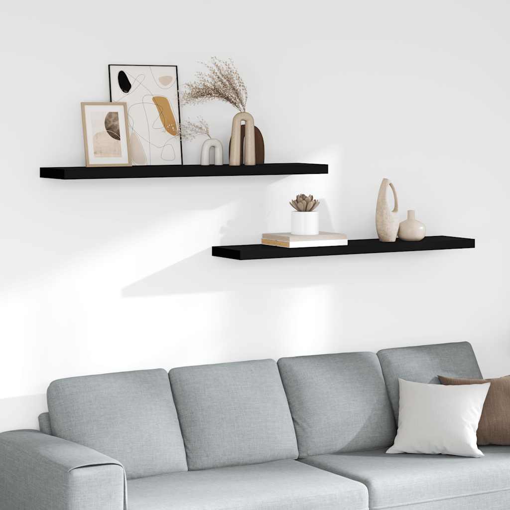 Schweberegale 2 Stk. Schwarz 120x23,5x3,8 cm MDF