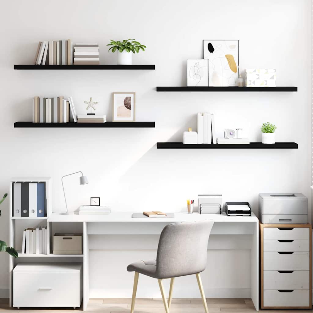 Schweberegale 4 Stk. Schwarz 120x23,5x3,8 cm MDF