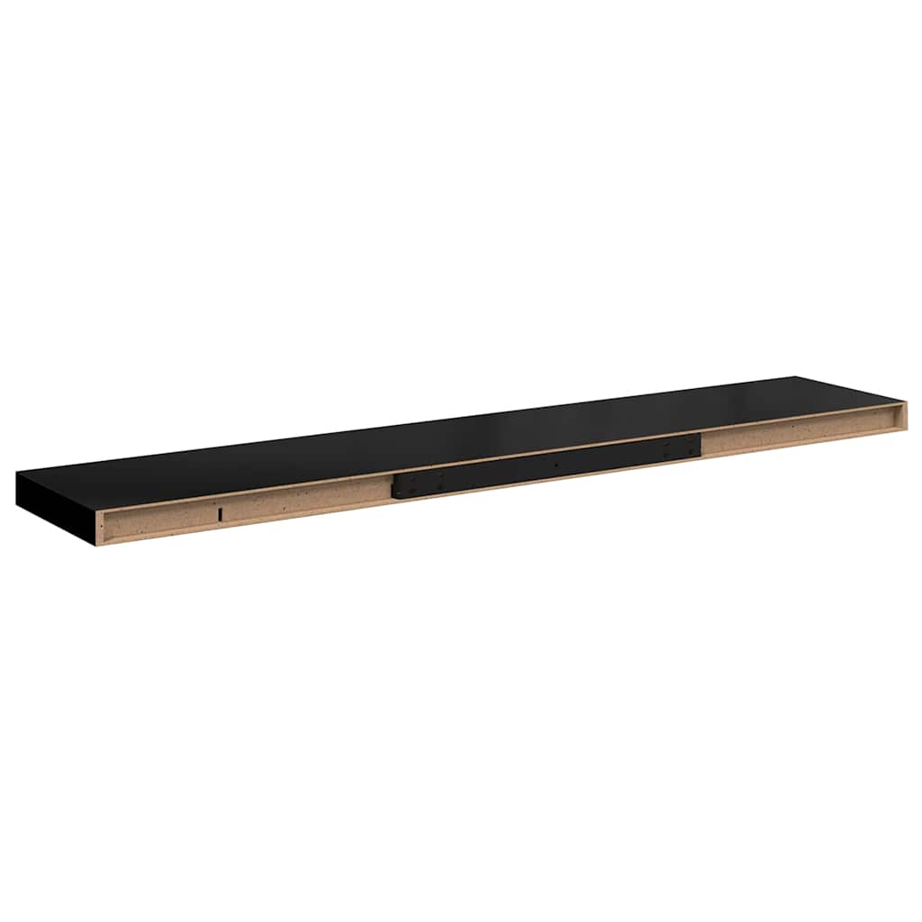 Schweberegale 4 Stk. Schwarz 120x23,5x3,8 cm MDF