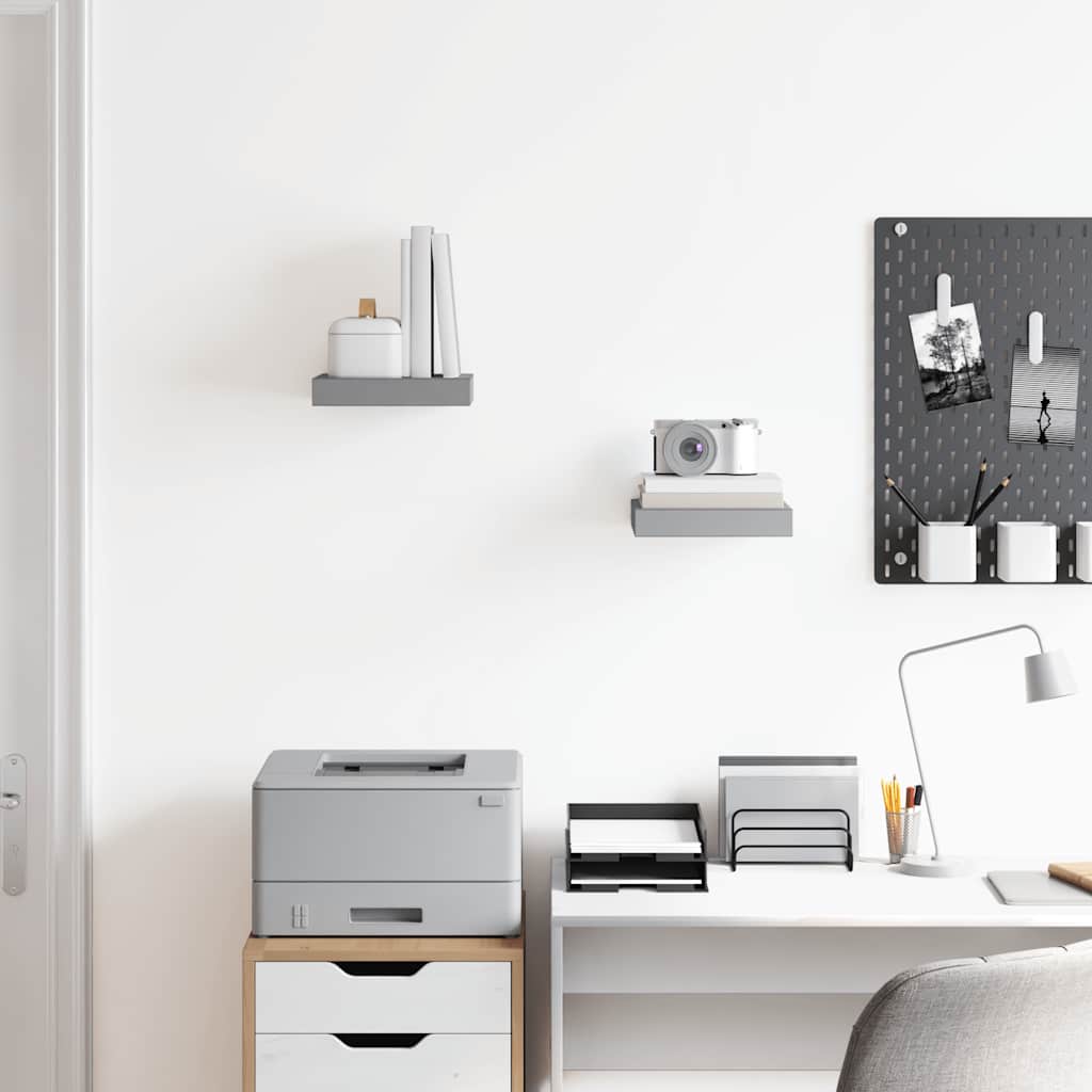 Schweberegale 2 Stk. Grau 23x23,5x3,8 cm MDF