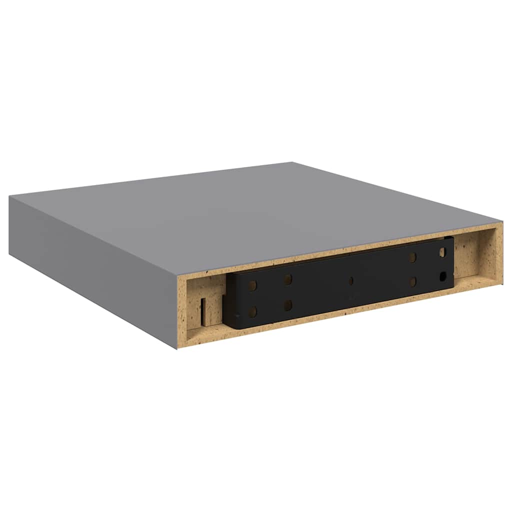 Schweberegale 2 Stk. Grau 23x23,5x3,8 cm MDF