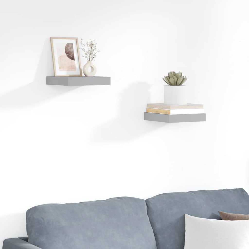Schweberegale 2 Stk. Grau 23x23,5x3,8 cm MDF