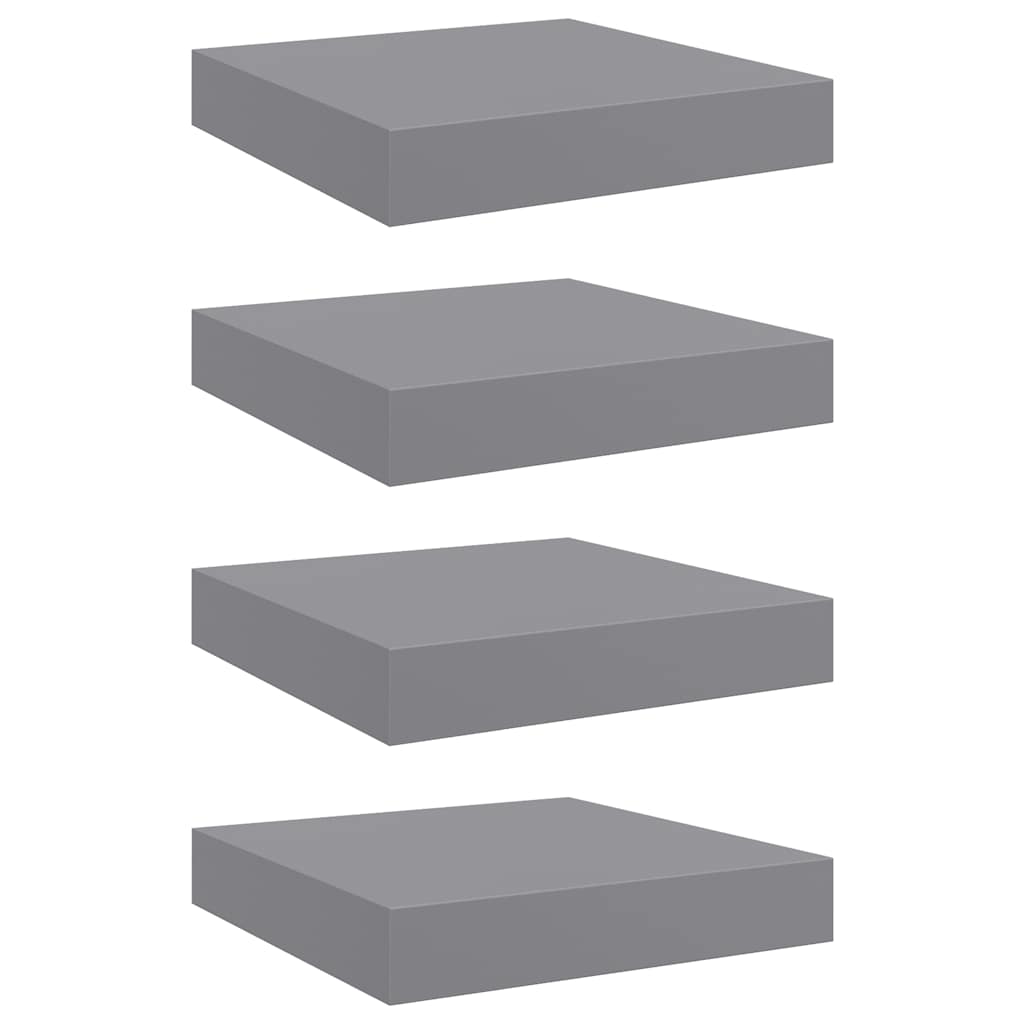 Schweberegale 4 Stk. Grau 23x23,5x3,8 cm MDF