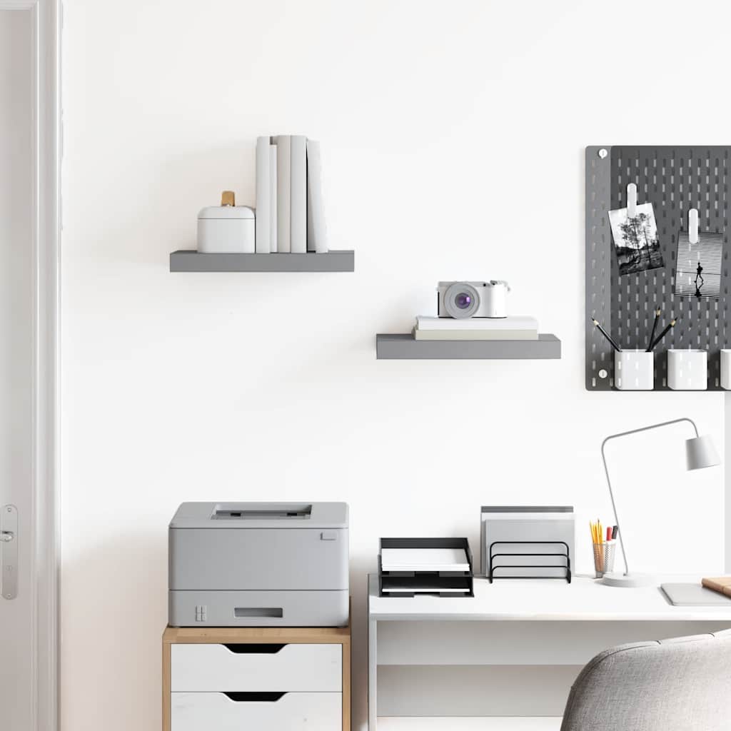 Schwebende Wandregale 2 Stk. Grau 40x23x3,8cm MDF