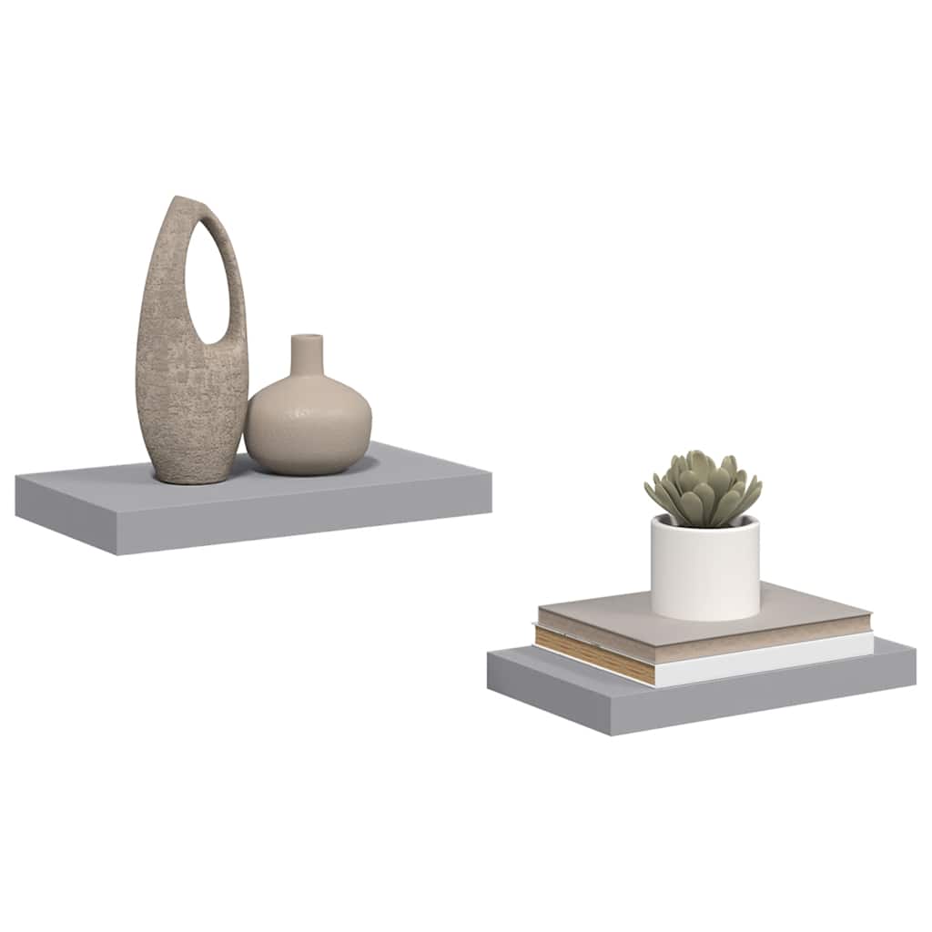Schwebende Wandregale 2 Stk. Grau 40x23x3,8cm MDF