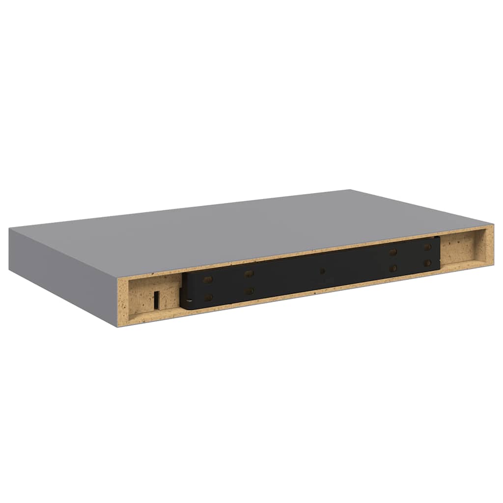 Schwebende Wandregale 2 Stk. Grau 40x23x3,8cm MDF