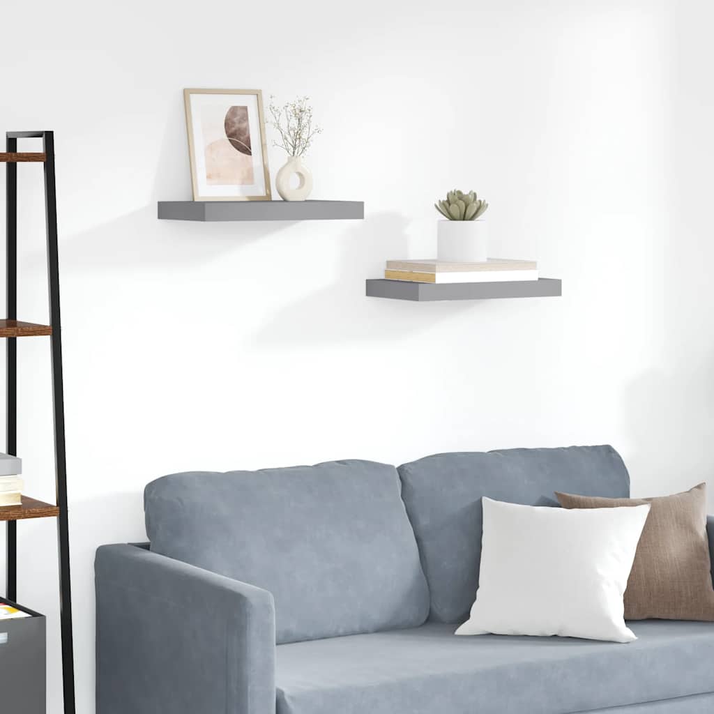 Schwebende Wandregale 2 Stk. Grau 40x23x3,8cm MDF