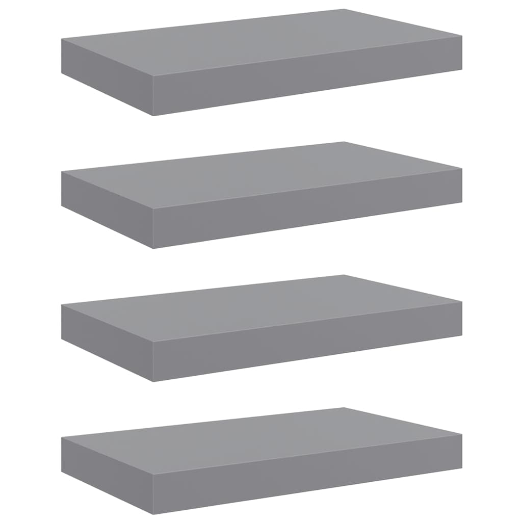 Schwebende Wandregale 4 Stk. Grau 40x23x3,8cm MDF