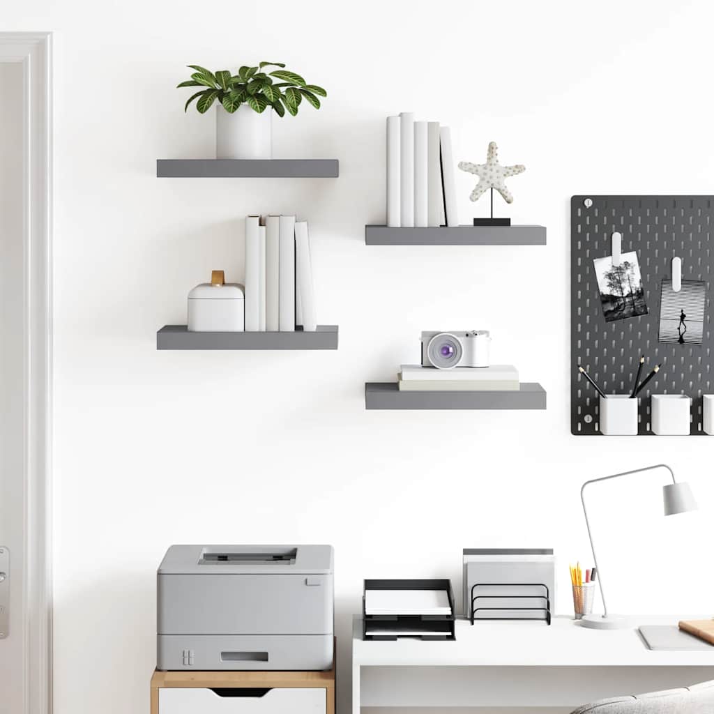 Schwebende Wandregale 4 Stk. Grau 40x23x3,8cm MDF