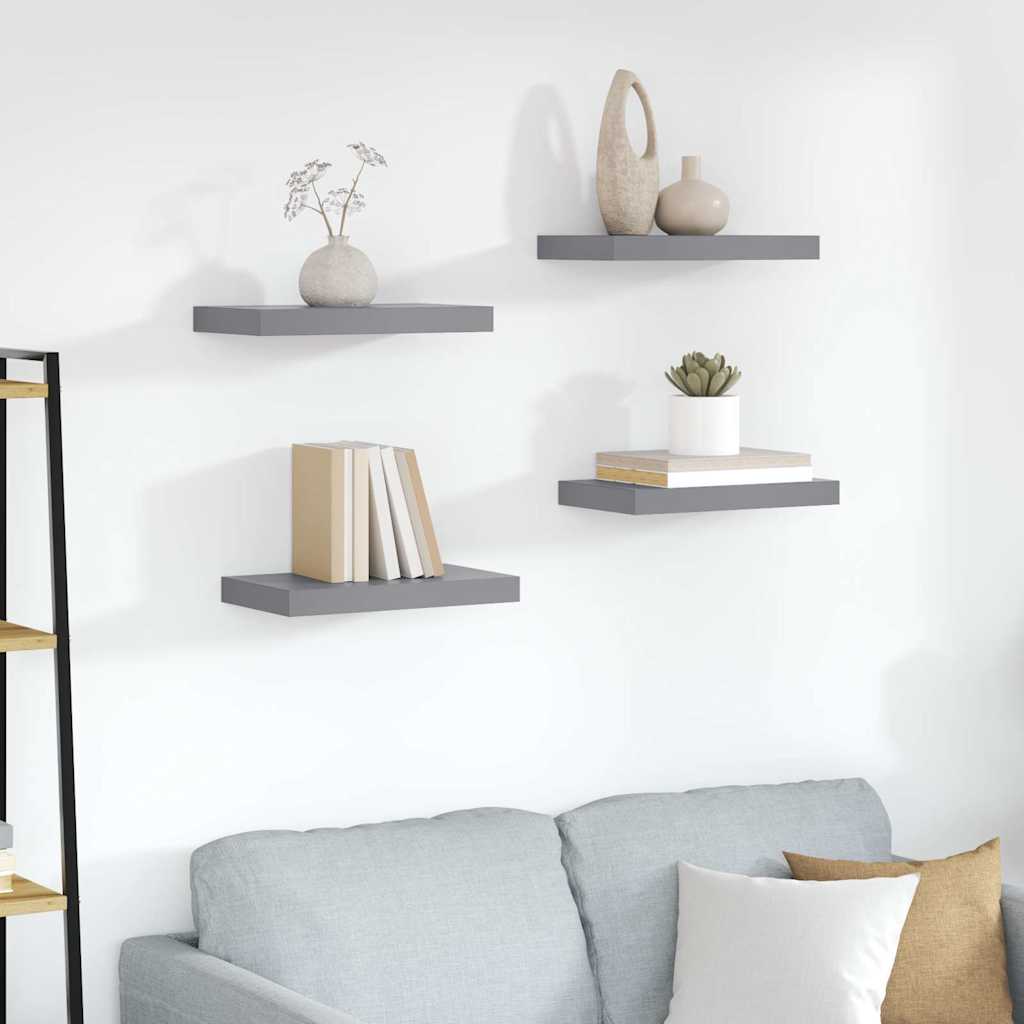 Schwebende Wandregale 4 Stk. Grau 40x23x3,8cm MDF