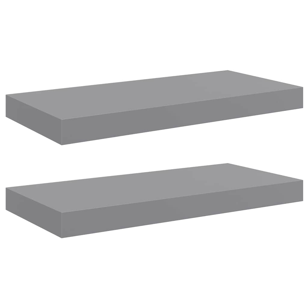 Schweberegale 2 Stk. Grau 50x23x3,8 cm MDF