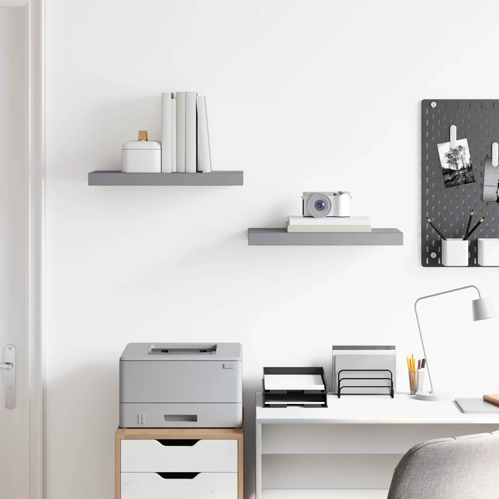 Schweberegale 2 Stk. Grau 50x23x3,8 cm MDF