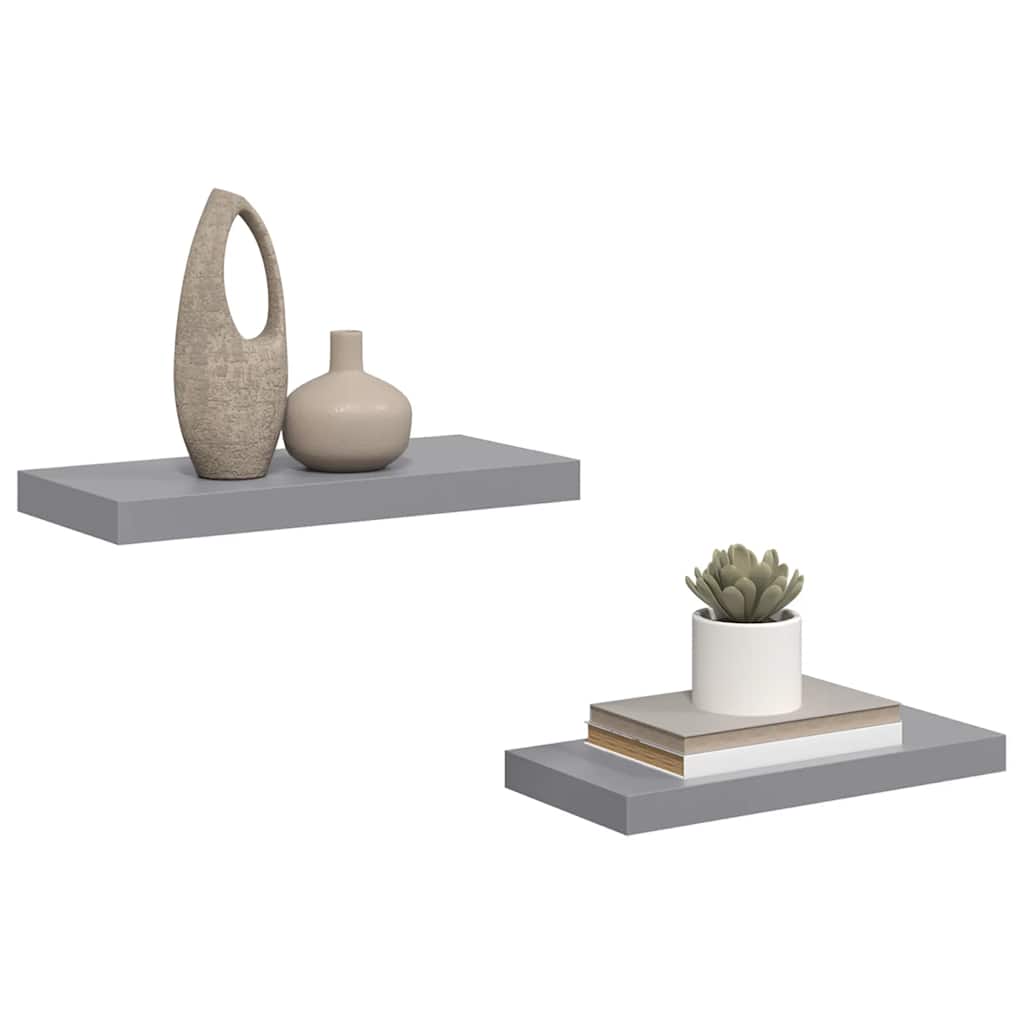 Schweberegale 2 Stk. Grau 50x23x3,8 cm MDF