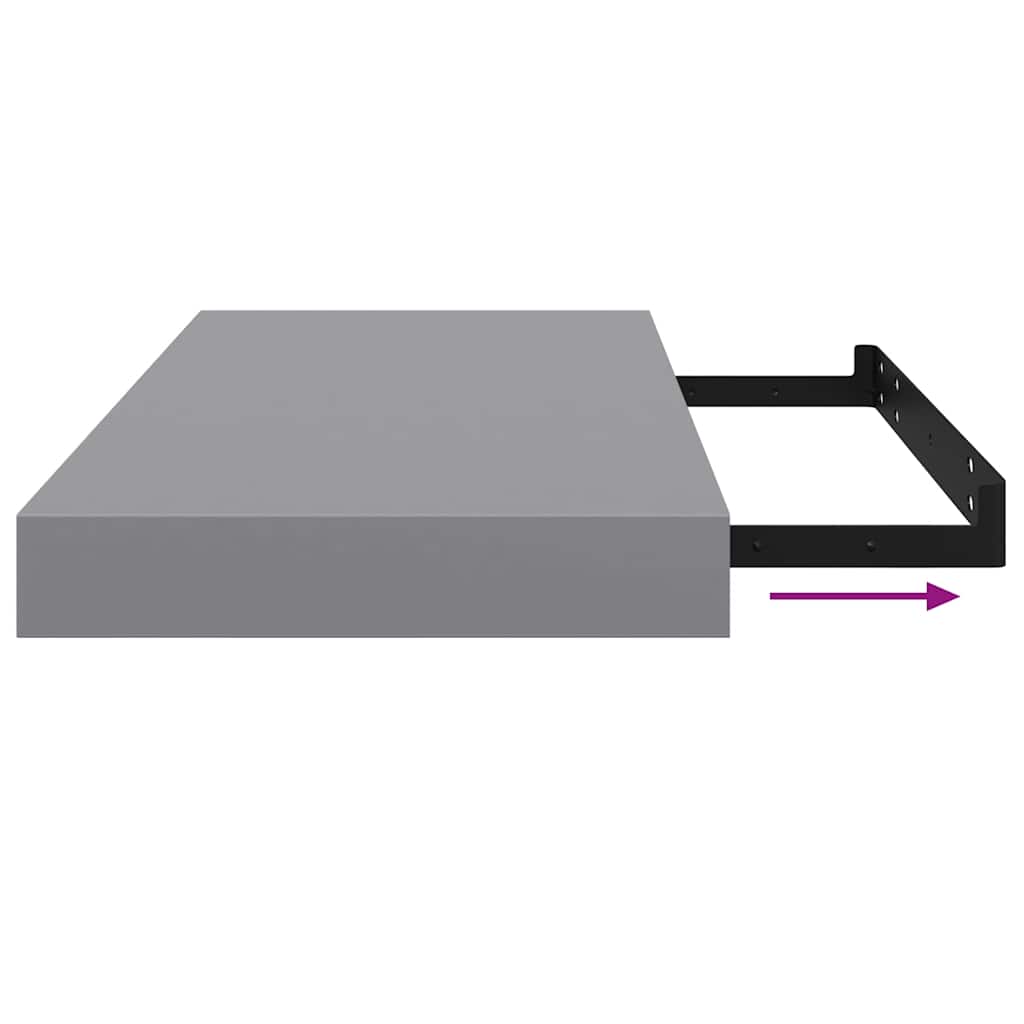 Schweberegale 2 Stk. Grau 50x23x3,8 cm MDF