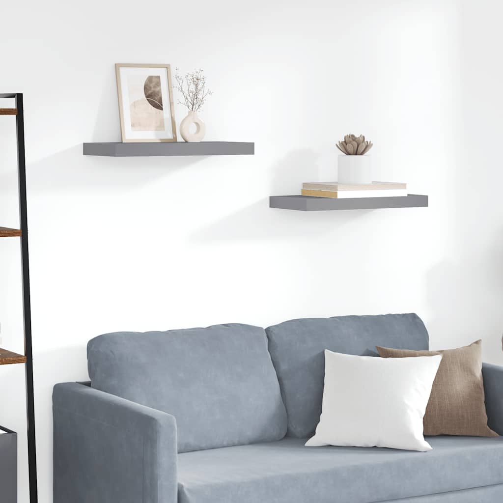 Schweberegale 2 Stk. Grau 50x23x3,8 cm MDF