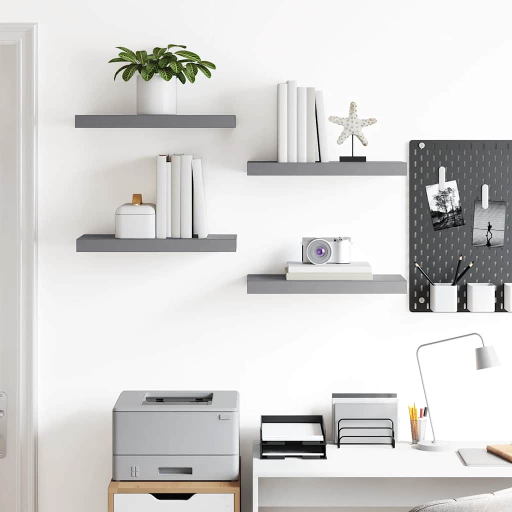Schweberegale 4 Stk. Grau 50x23x3,8 cm MDF