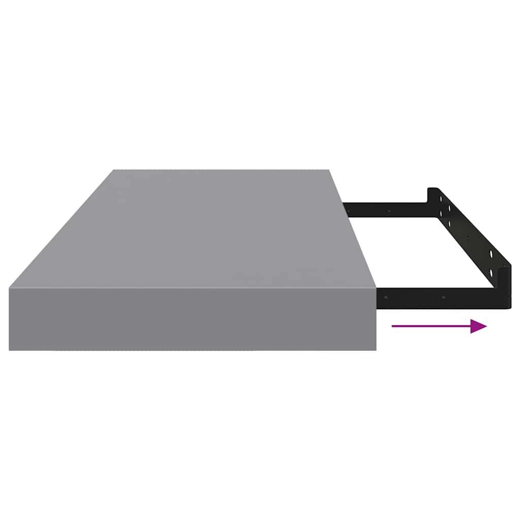 Schweberegal Grau 60x23,5x3,8 cm MDF