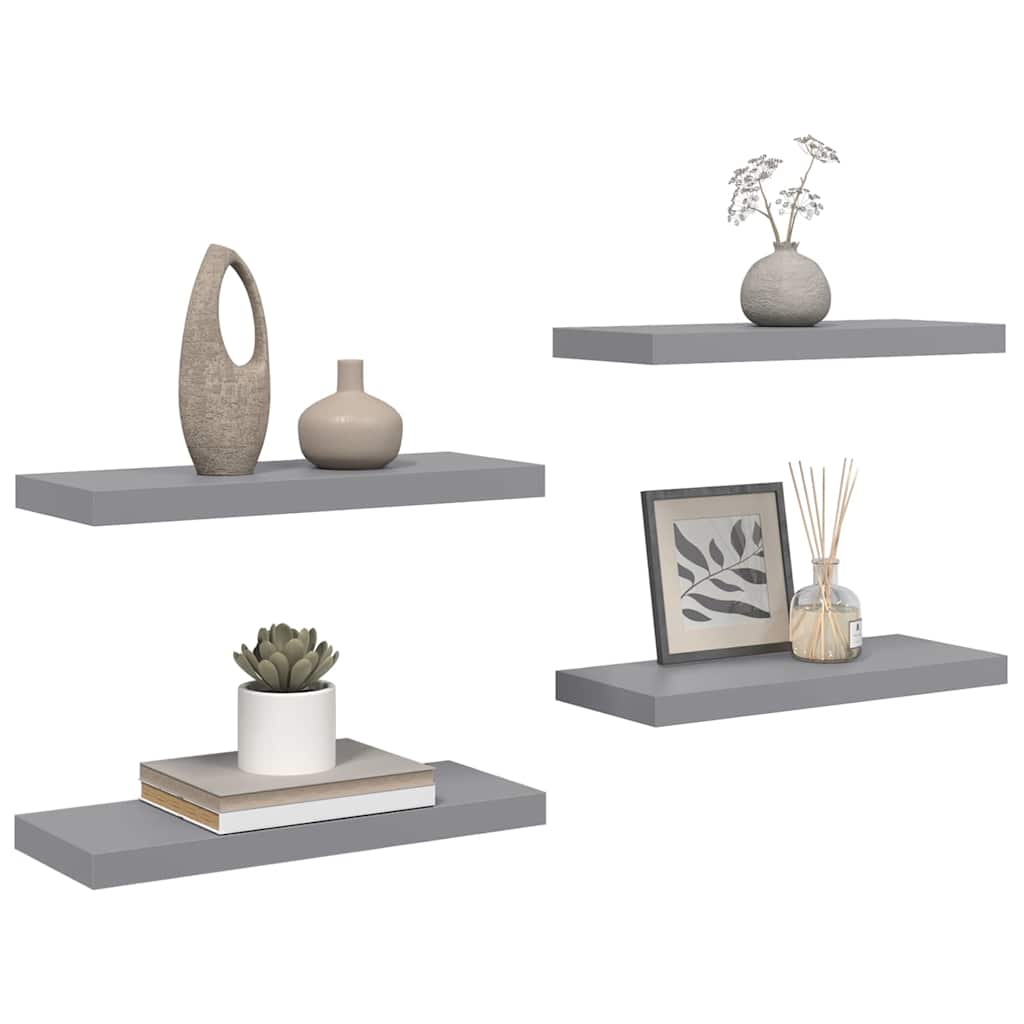 Schweberegale 4 Stk. Grau 60x23,5x3,8cm MDF
