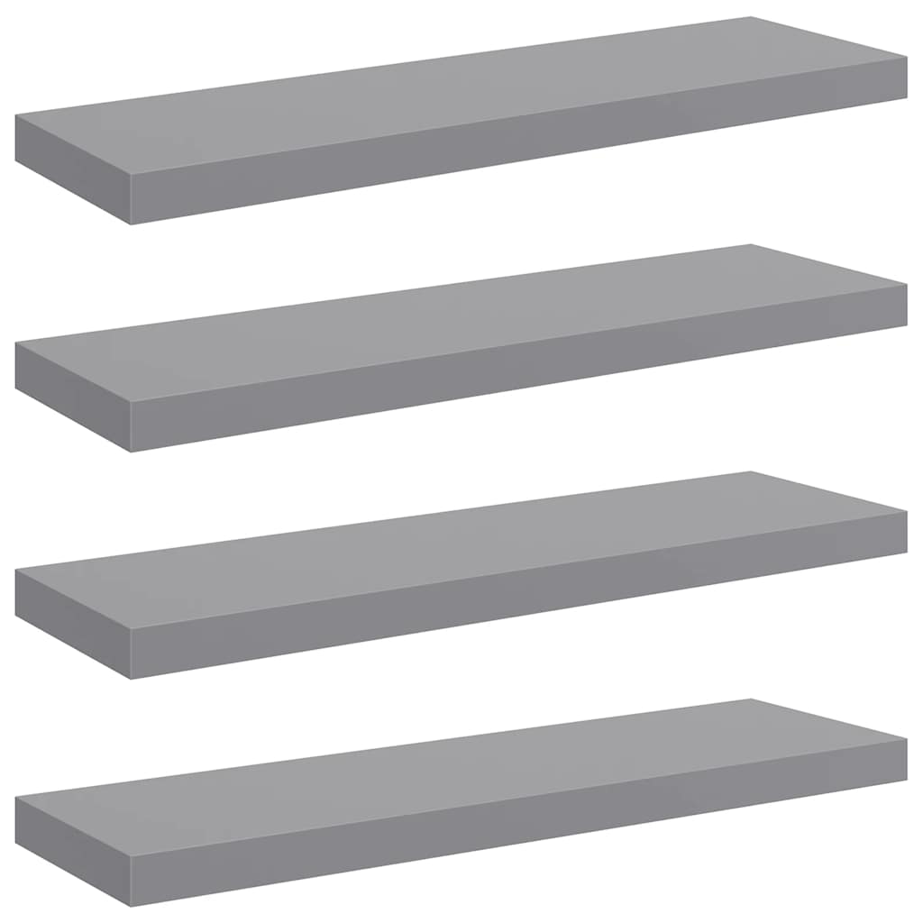 Schweberegale 4 Stk. Grau 80x23,5x3,8 cm MDF