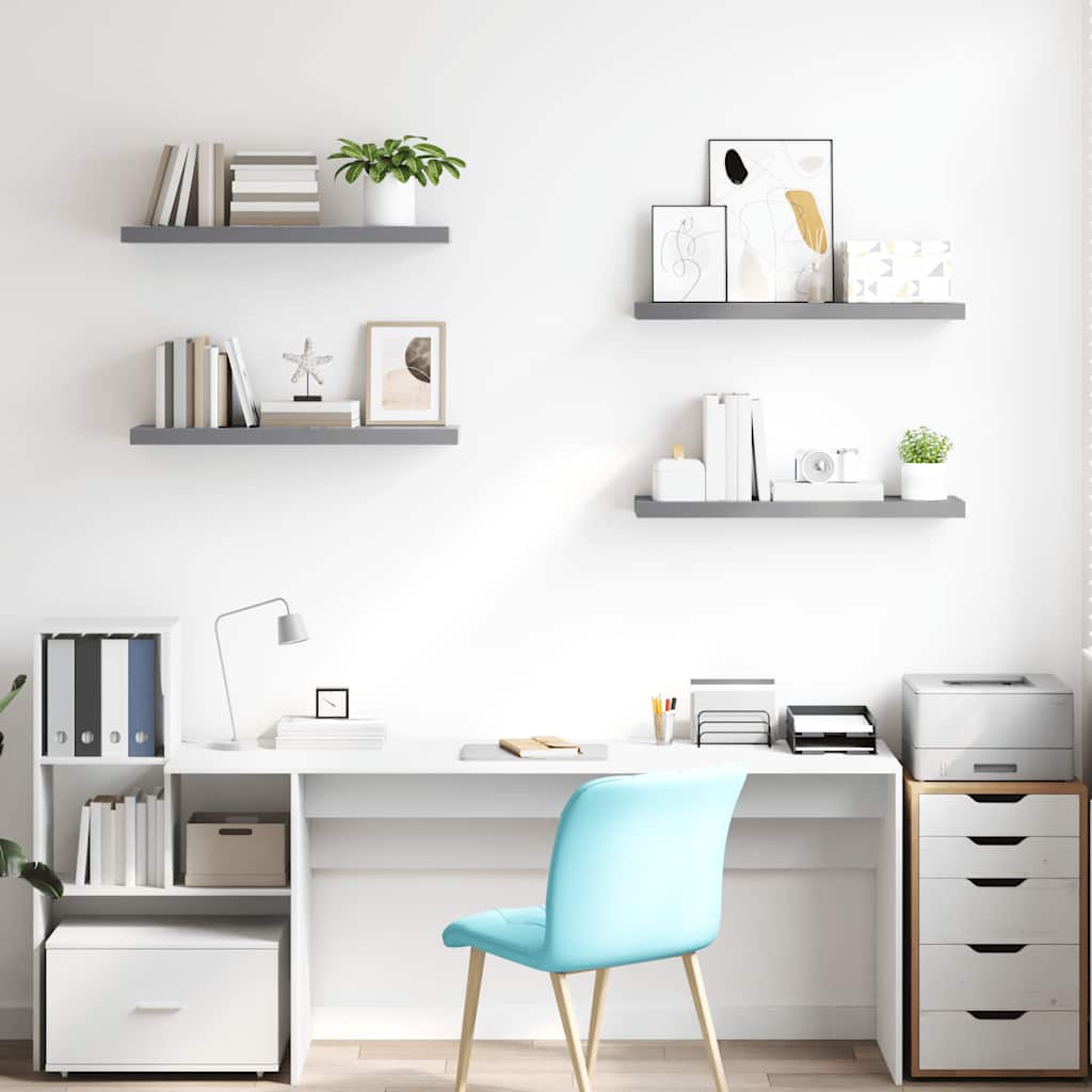 Schweberegale 4 Stk. Grau 80x23,5x3,8 cm MDF