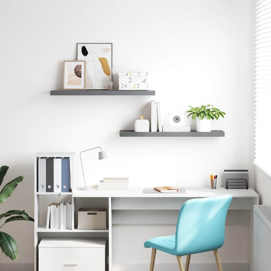 Schwebende Wandregale 2 Stk. Grau 90x23,5x3,8cm MDF
