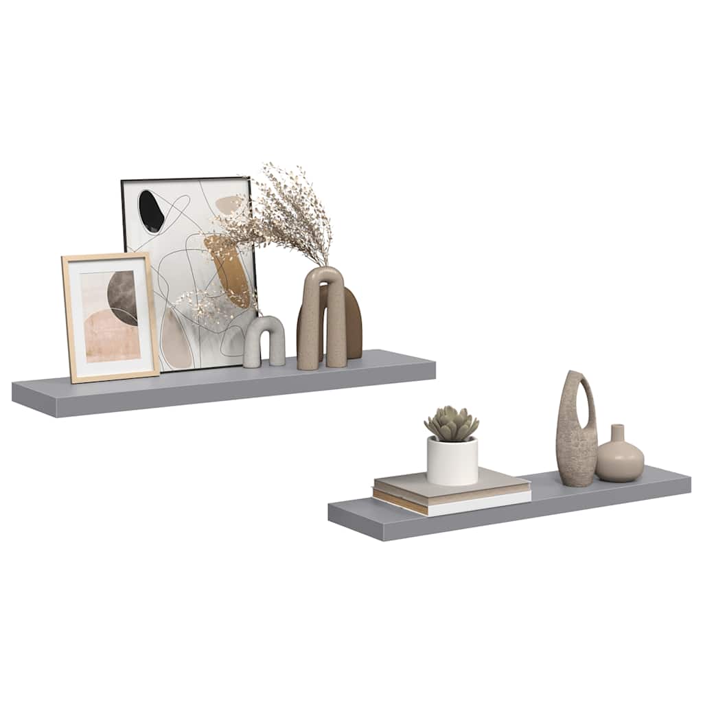 Schwebende Wandregale 2 Stk. Grau 90x23,5x3,8cm MDF
