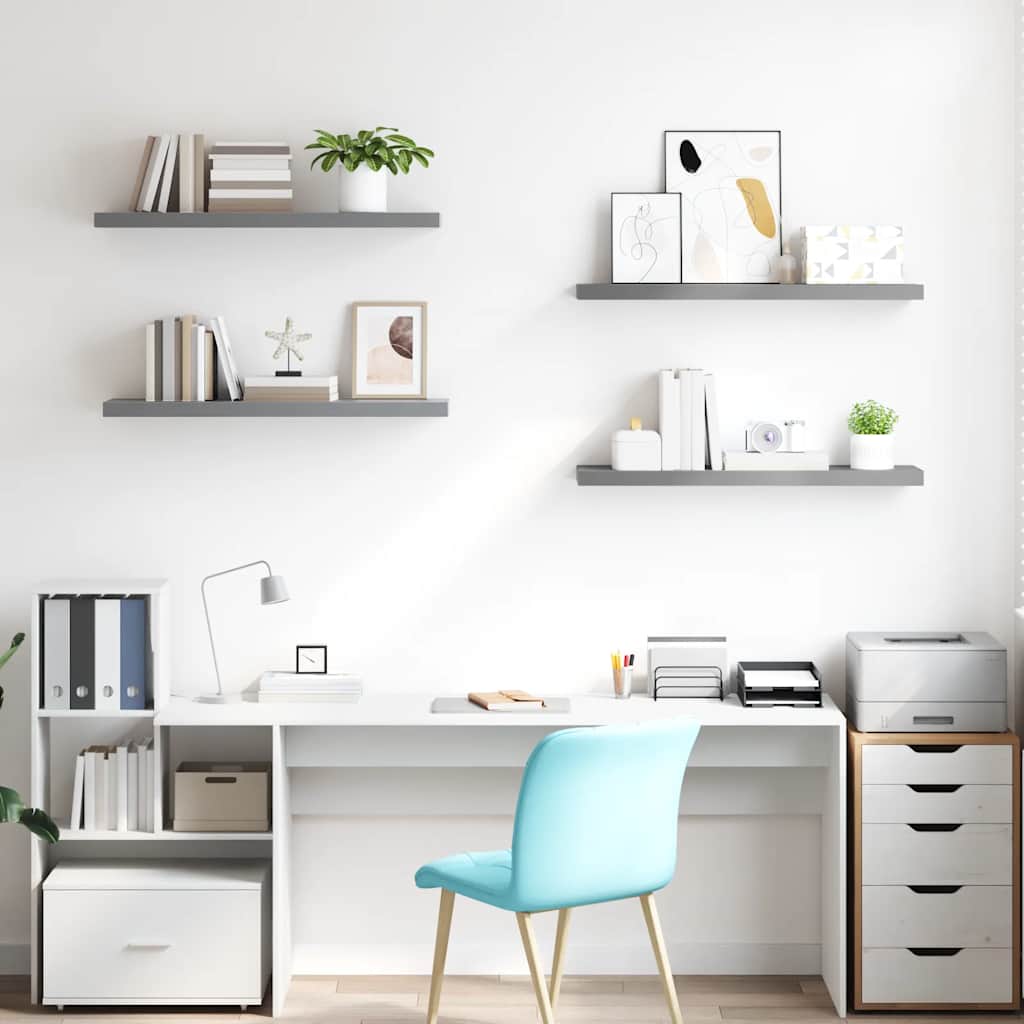 Schwebende Wandregale 4 Stk. Grau 90x23,5x3,8cm MDF