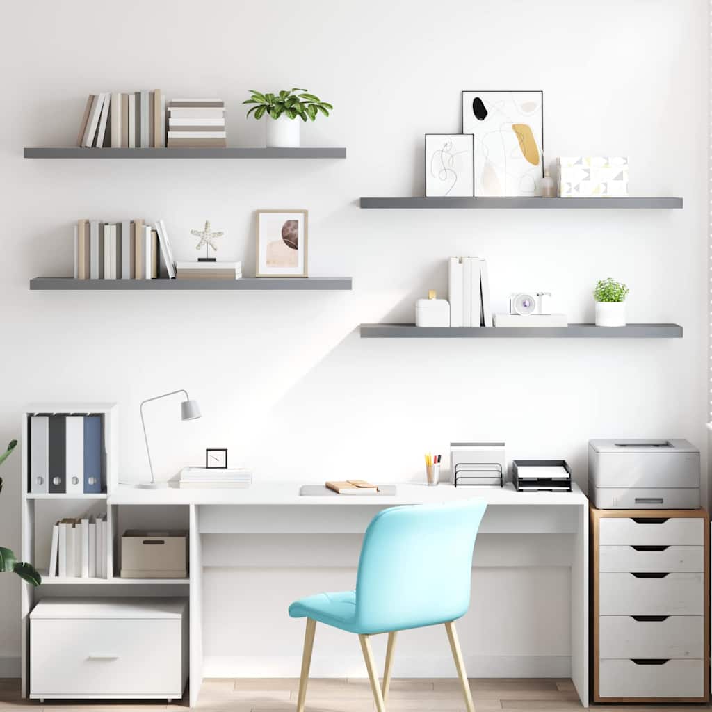Schwebende Wandregale 4 Stk. Grau 120x23,5x3,8 cm MDF