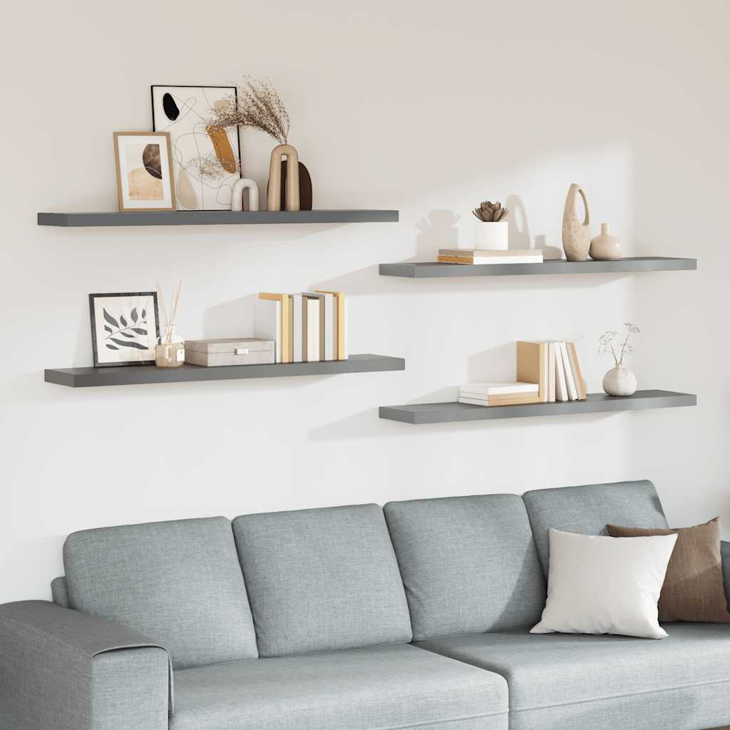 Schwebende Wandregale 4 Stk. Grau 120x23,5x3,8 cm MDF