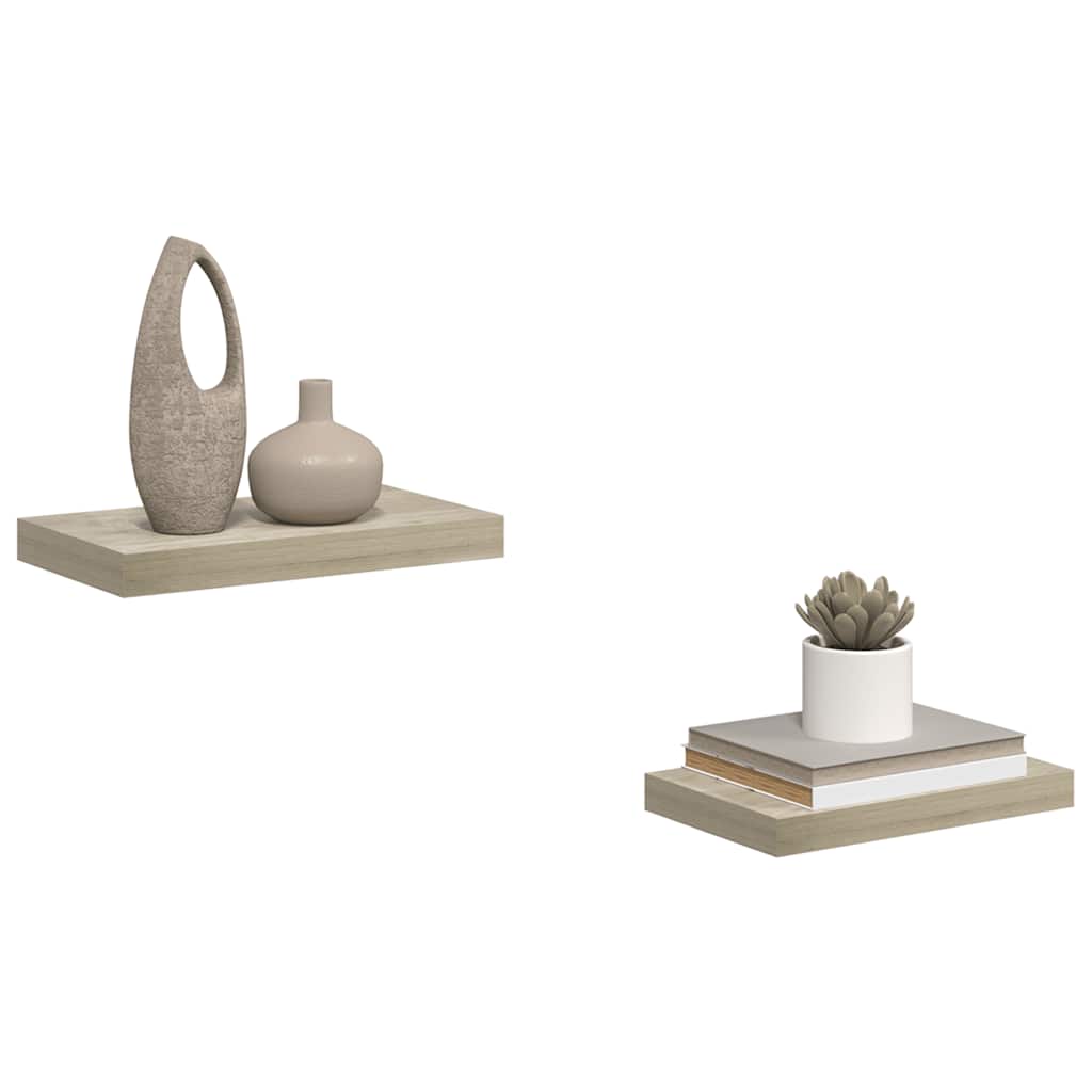Schwebende Wandregale 2 Stk. Eichefarben 40x23x3,8cm MDF