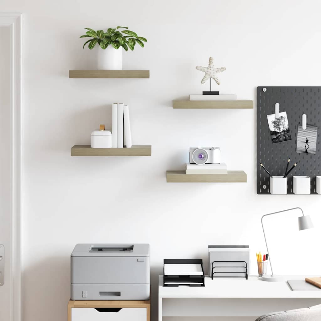 Schwebende Wandregale 4 Stk. Eichefarben 40x23x3,8cm MDF