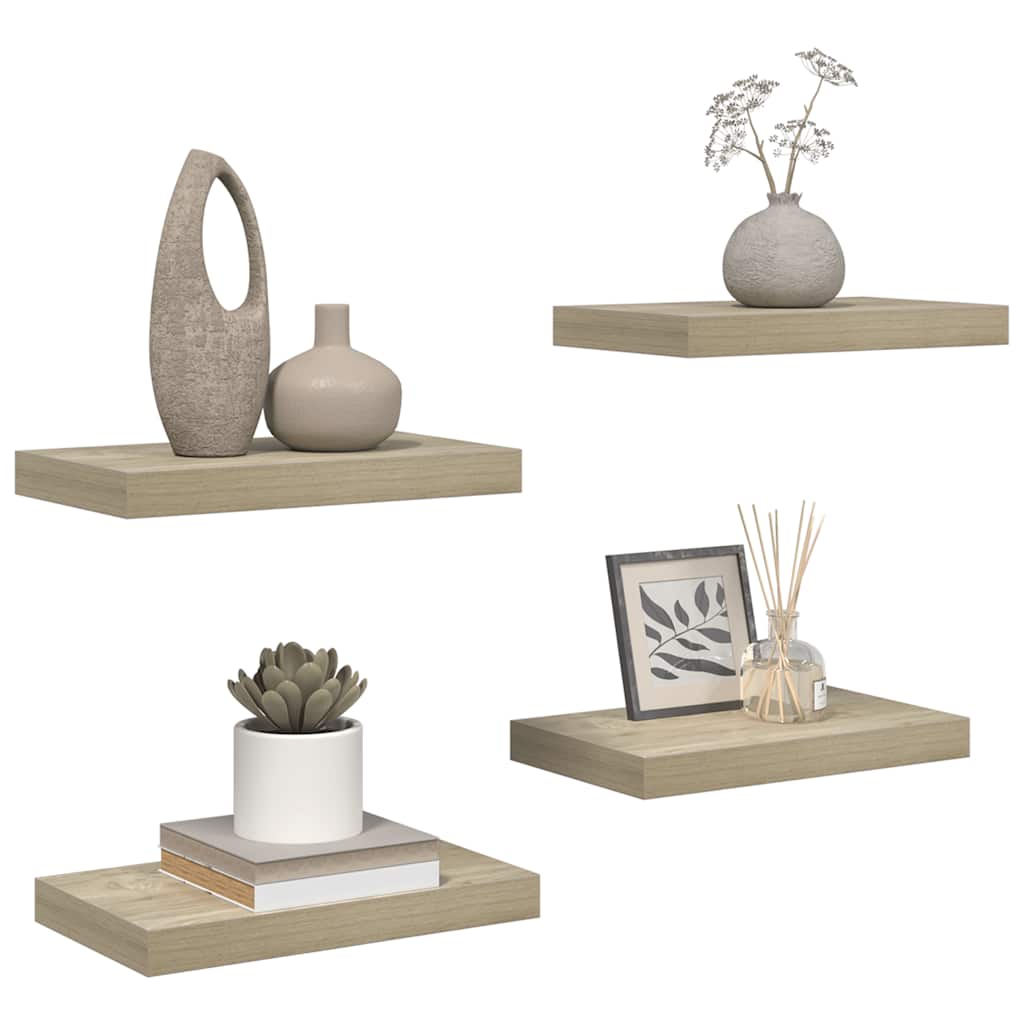 Schwebende Wandregale 4 Stk. Eichefarben 40x23x3,8cm MDF