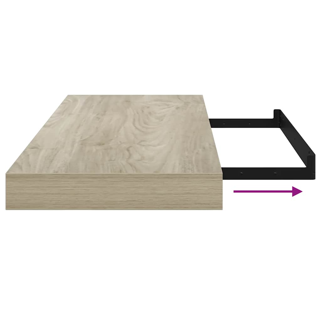 Schwebendes Wandregal Eichefarben 60x23,5x3,8 cm MDF