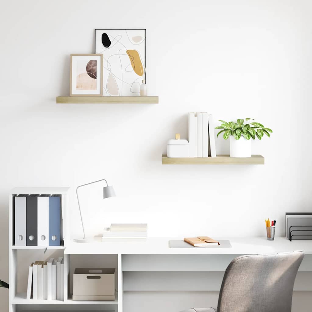 Schwebende Wandregale 2 Stk. Eichefarben 60x23,5x3,8cm MDF