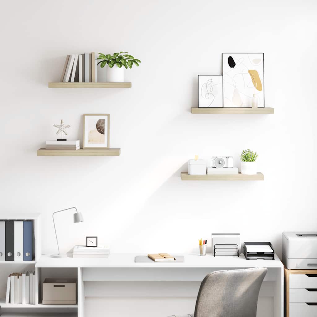 Schwebende Wandregale 4 Stk. Eichefarben 60x23,5x3,8cm MDF