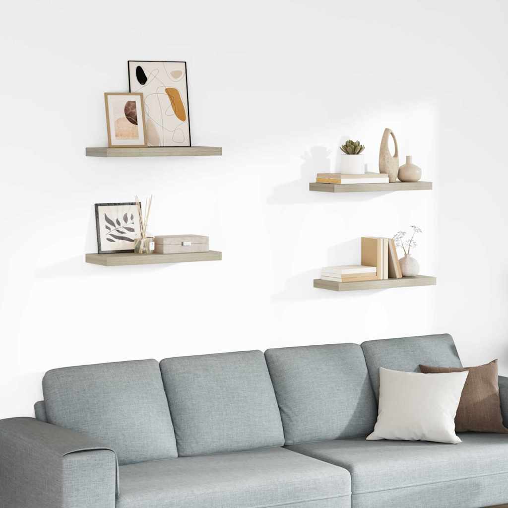 Schwebende Wandregale 4 Stk. Eichefarben 60x23,5x3,8cm MDF