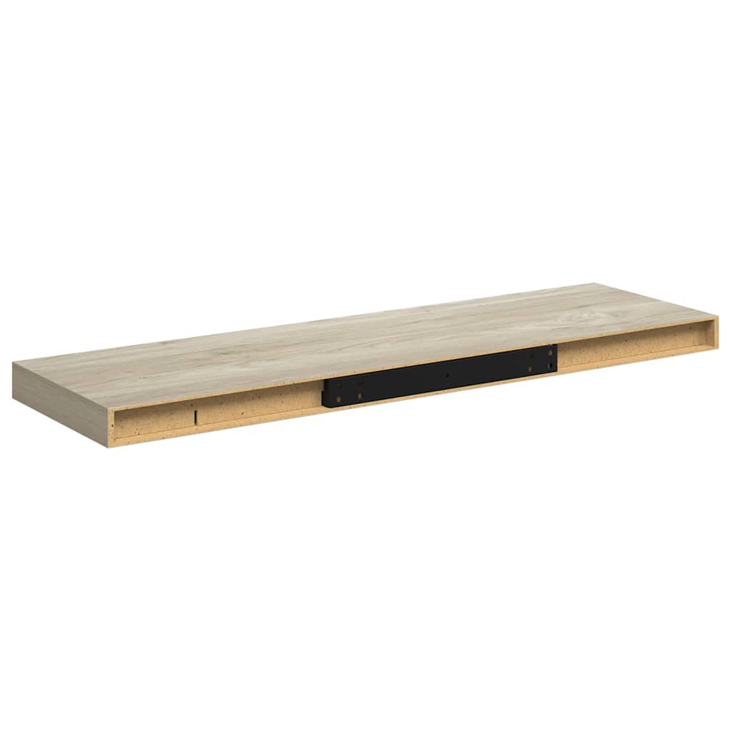 Schweberegale 2 Stk. Eiche-Optik 80x23,5x3,8 cm MDF
