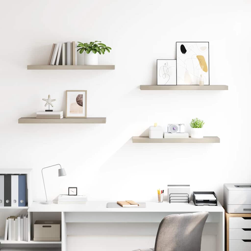 Schweberegale 4 Stk. Eiche-Optik 80x23,5x3,8 cm MDF