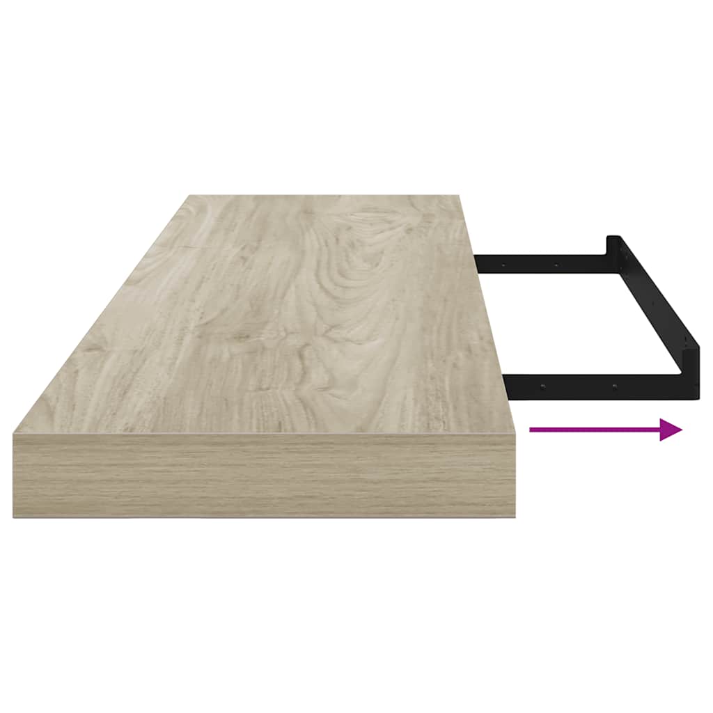 Schweberegale 2 Stk. Eichen-Optik 90x23,5x3,8 cm MDF