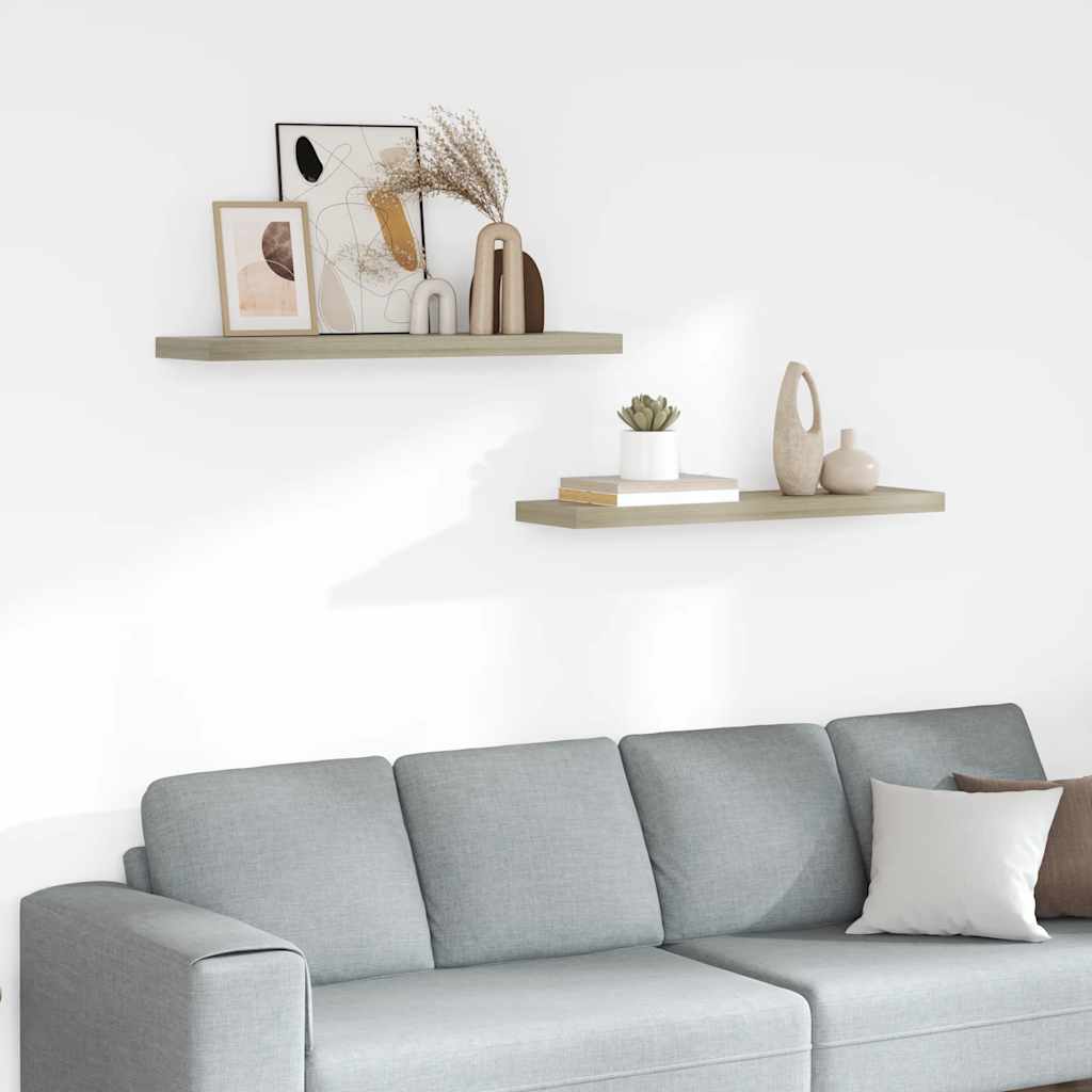 Schweberegale 2 Stk. Eichen-Optik 90x23,5x3,8 cm MDF