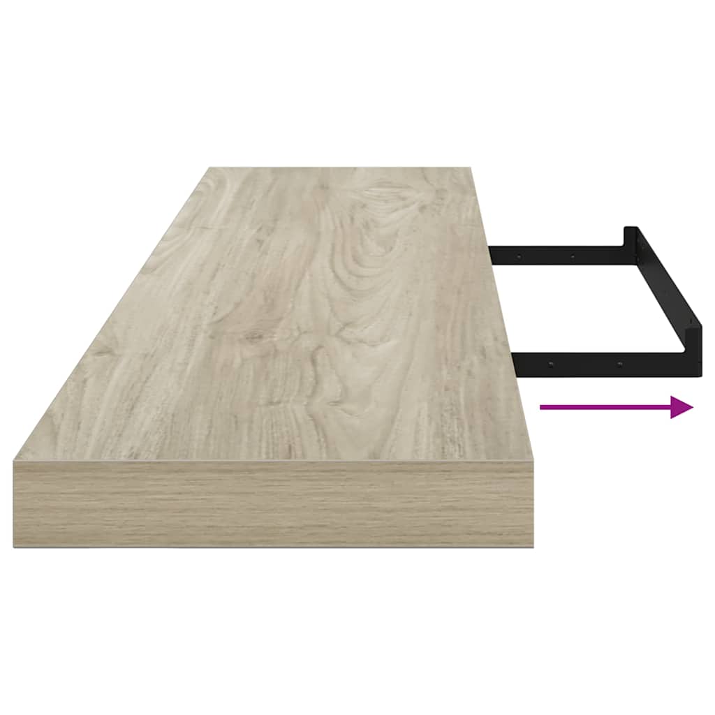 Schwebende Wandregale 2 Stk. Eichefarben 120x23,5x3,8 cm MDF
