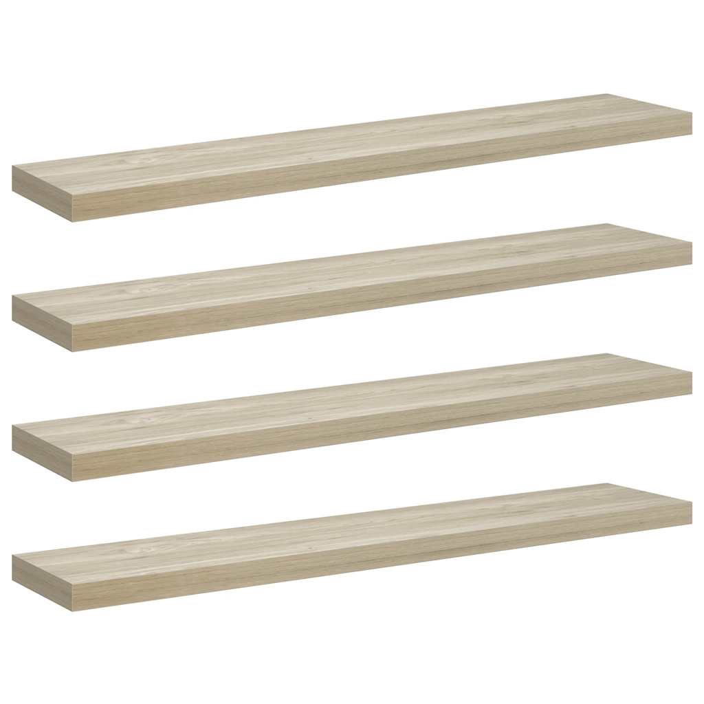 Schweberegale 4 Stk. Eichen-Optik 120x23,5x3,8 cm MDF