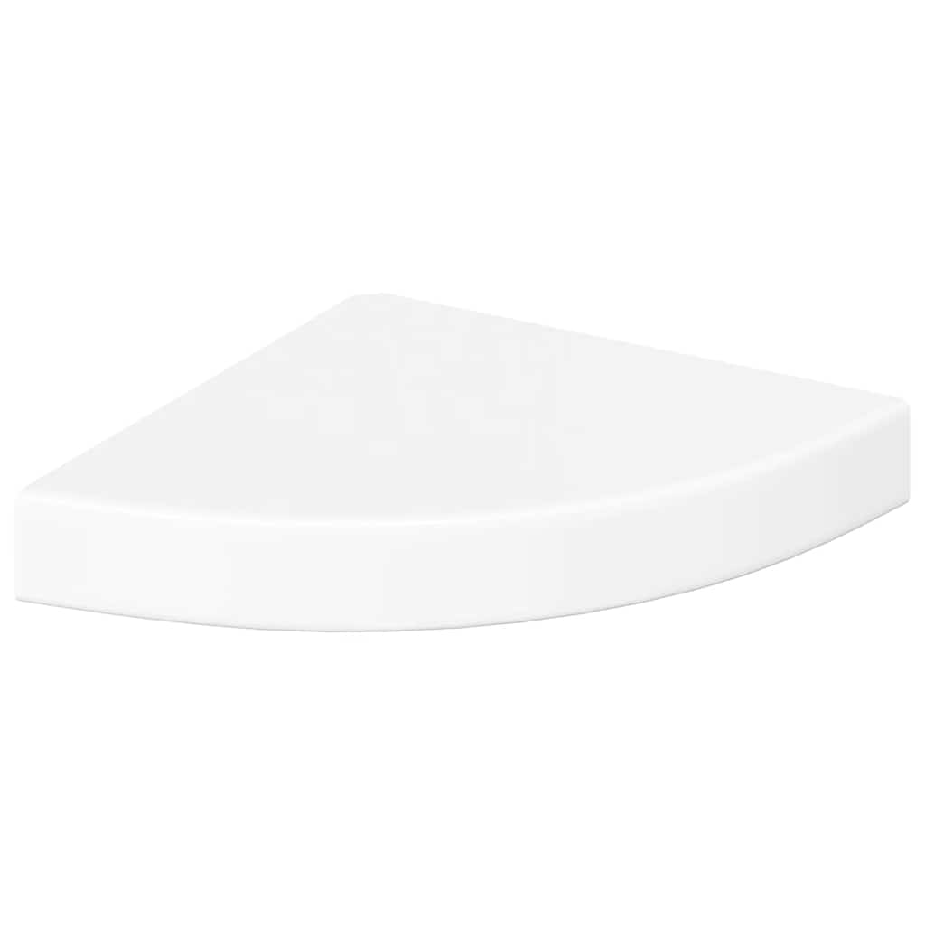 Schwebende Eckregale 2 Stk. Hochglanz-Weiß 25x25x3,8 cm MDF