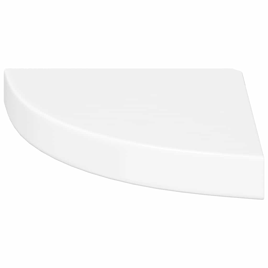 Schwebende Eckregale 2 Stk. Hochglanz-Weiß 25x25x3,8 cm MDF