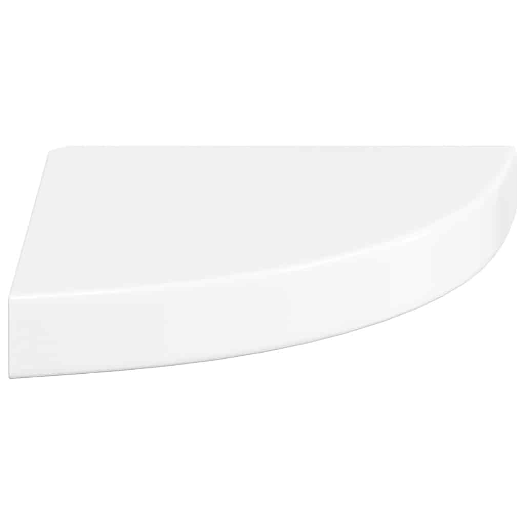 Schwebende Eckregale 2 Stk. Hochglanz-Weiß 25x25x3,8 cm MDF
