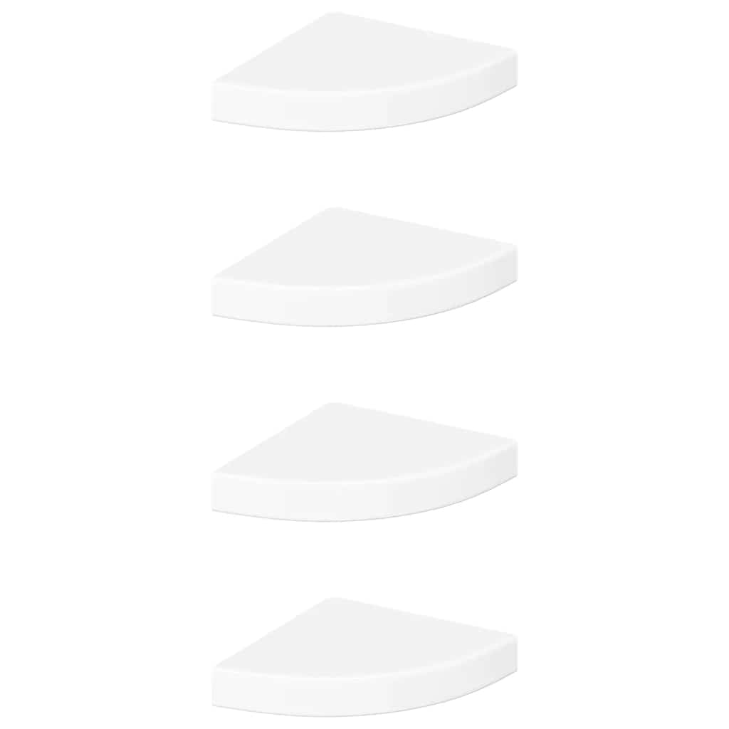 Schwebende Eckregale 4 Stk. Hochglanz-Weiß 25x25x3,8 cm MDF