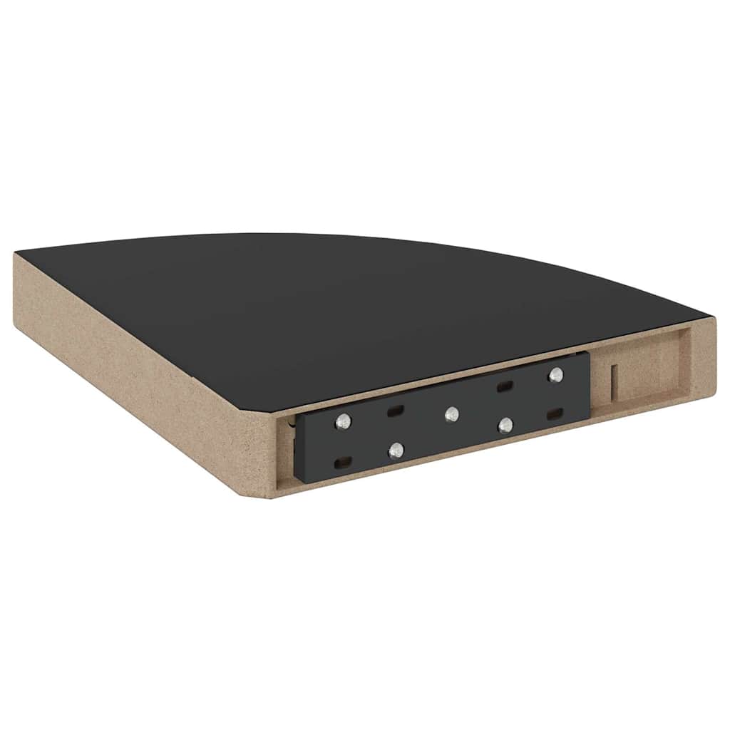 Eck-Schweberegale 2 Stk. Hochglanz-Schwarz 25x25x3,8 cm MDF